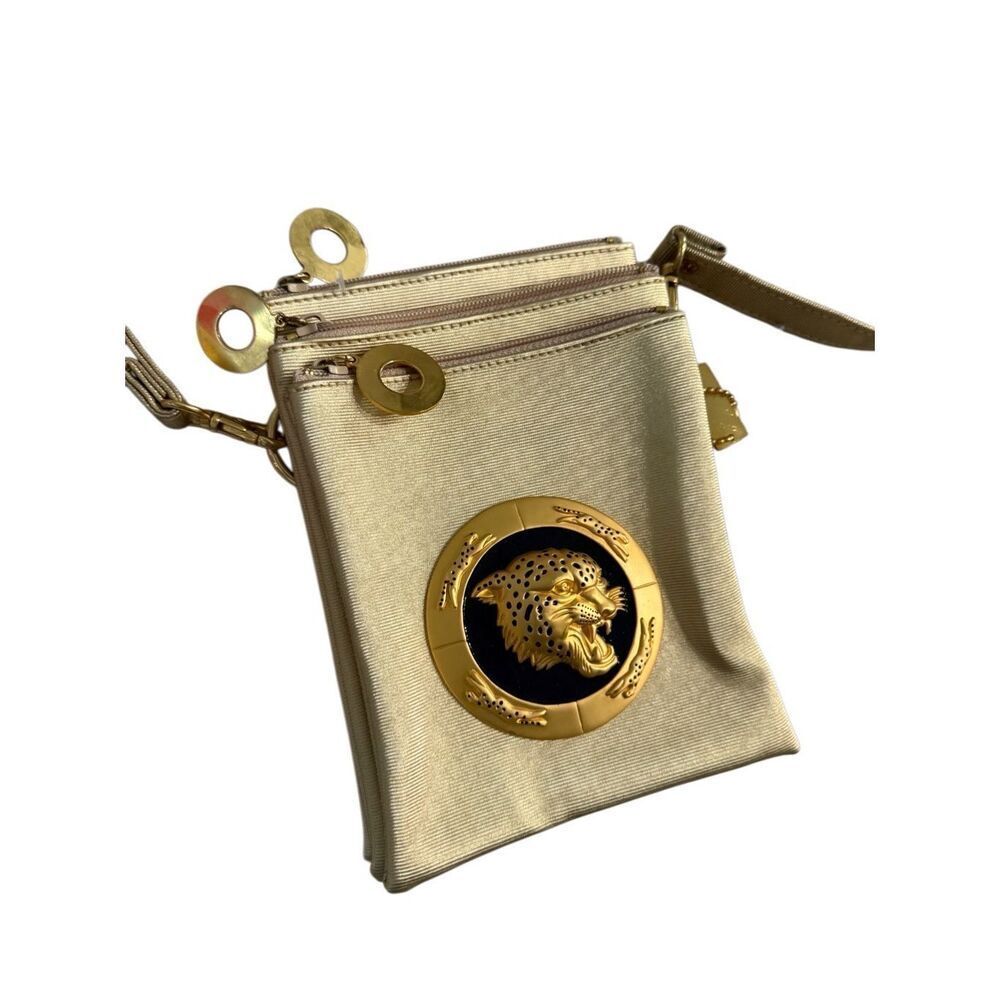 Gold Leopard Medallion Crossbody Bag - Designer Style
